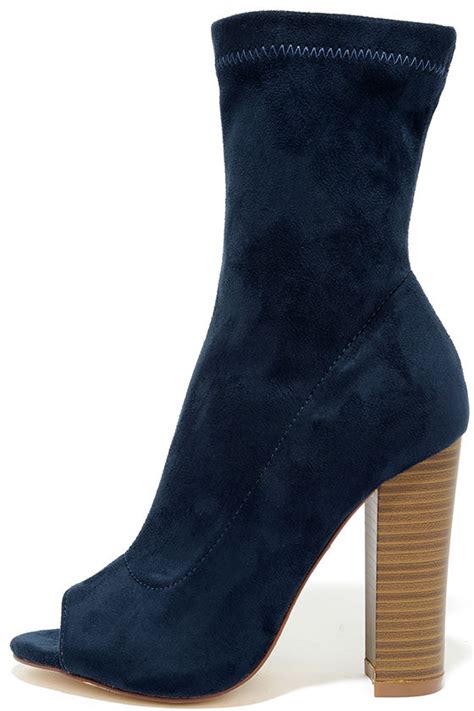 navy suede evening dress booties.